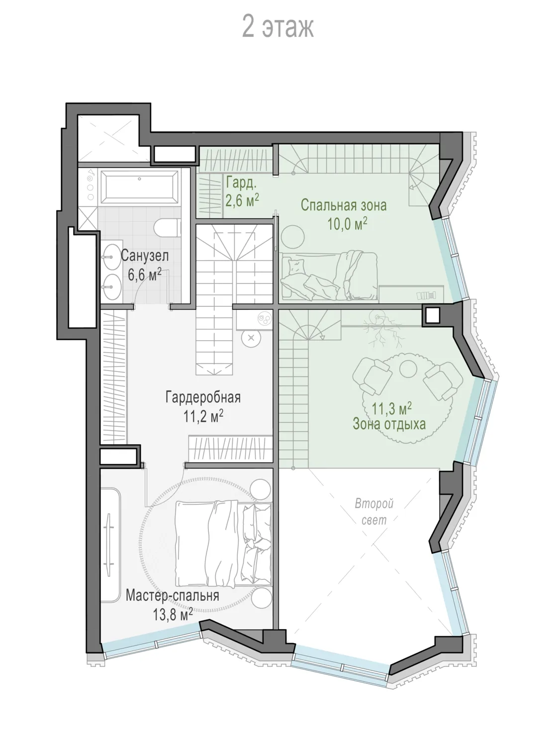 3-комнатная квартира 80,8 м² в ЖК «Тишинский бульвар» — планировки 4
