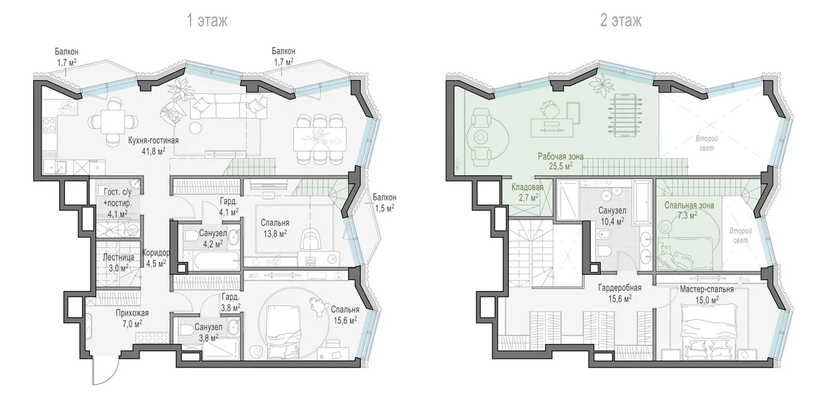 3-комнатная квартира 105,1 м² в ЖК «Тишинский бульвар» — планировки 1