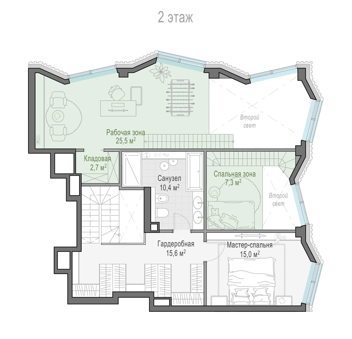 3-комнатная квартира 105,1 м² в ЖК «Тишинский бульвар» — планировки 5