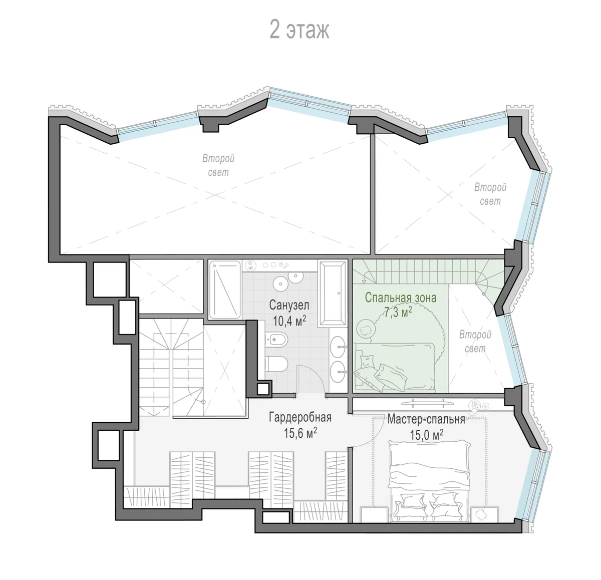 3-комнатная квартира 105,1 м² в ЖК «Тишинский бульвар» — планировки 6