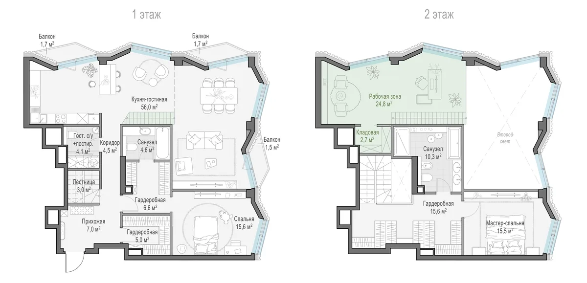 3-комнатная квартира 105,1 м² в ЖК «Тишинский бульвар» — планировки 8