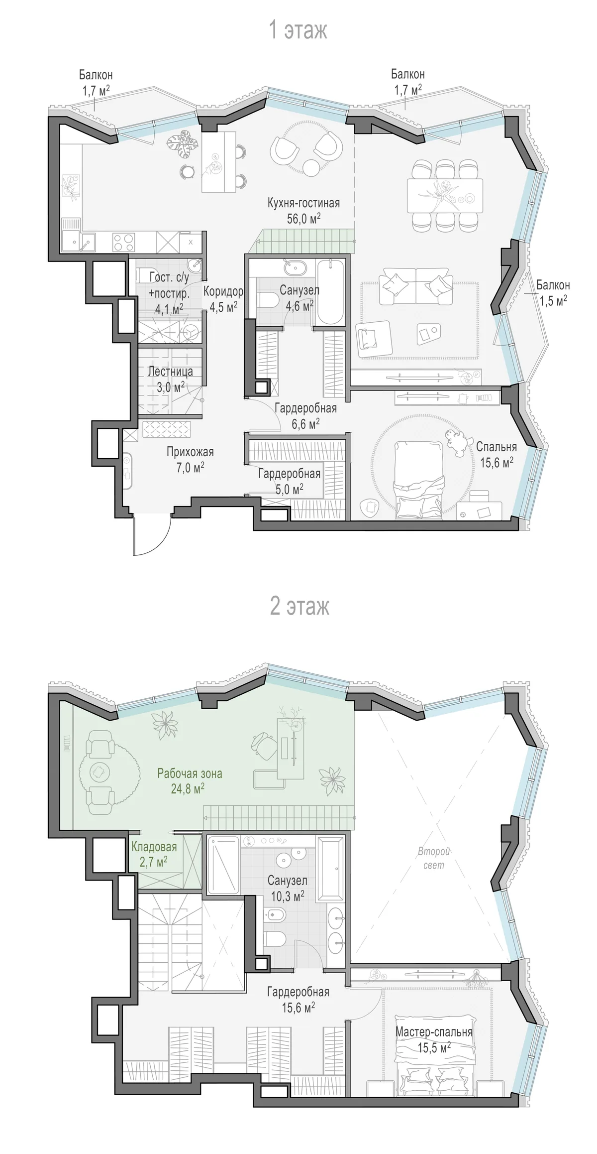 3-комнатная квартира 105,1 м² в ЖК «Тишинский бульвар» — планировки 10