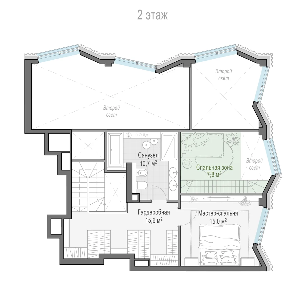 3-комнатная квартира 107,8 м² в ЖК «Тишинский бульвар» — планировки 7