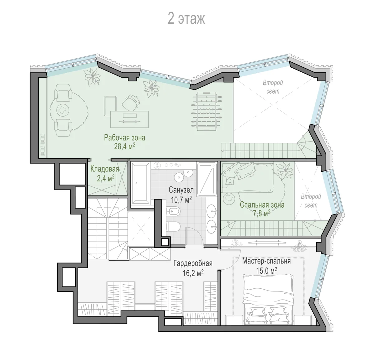 3-комнатная квартира 107,8 м² в ЖК «Тишинский бульвар» — планировки 9