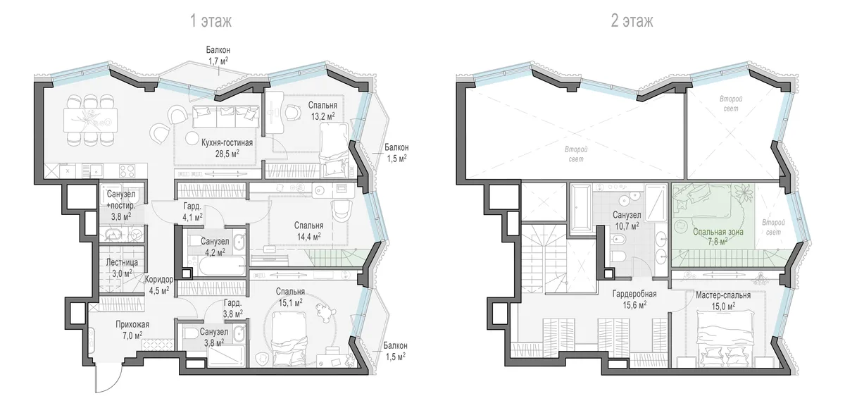 3-комнатная квартира 107,8 м² в ЖК «Тишинский бульвар» — планировки 11