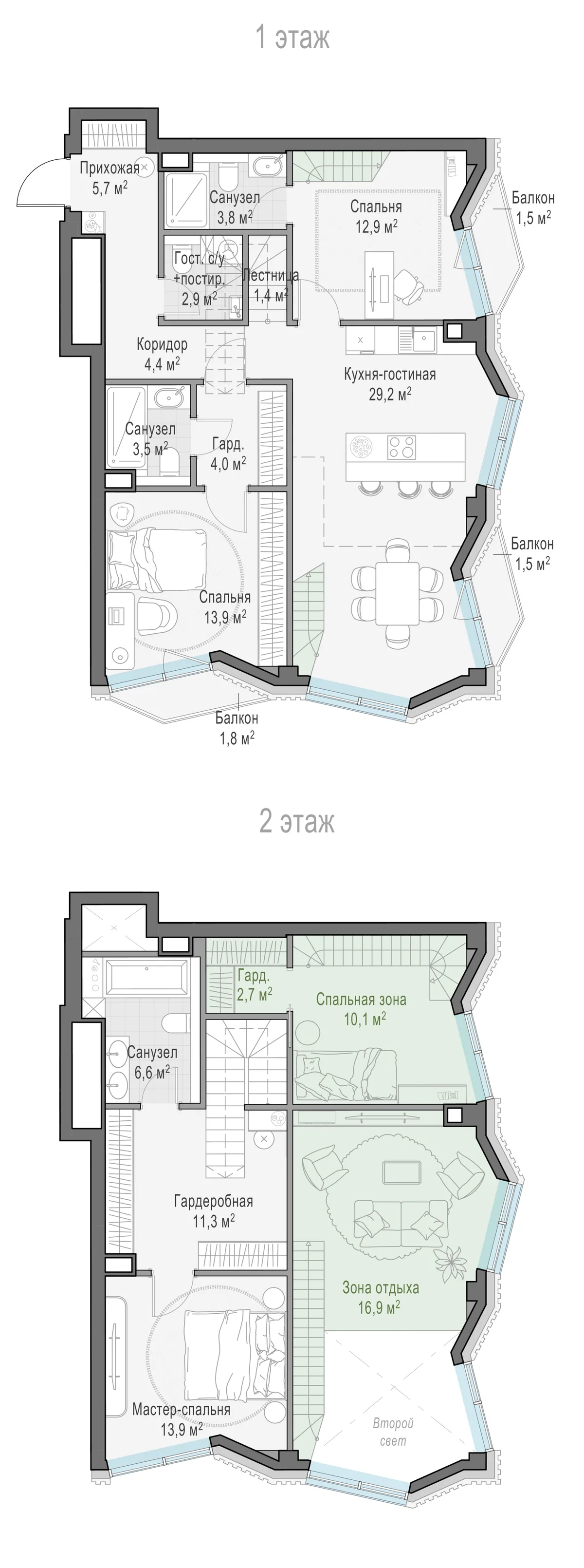 3-комнатная квартира 81,1 м² в ЖК «Тишинский бульвар» — планировки 3