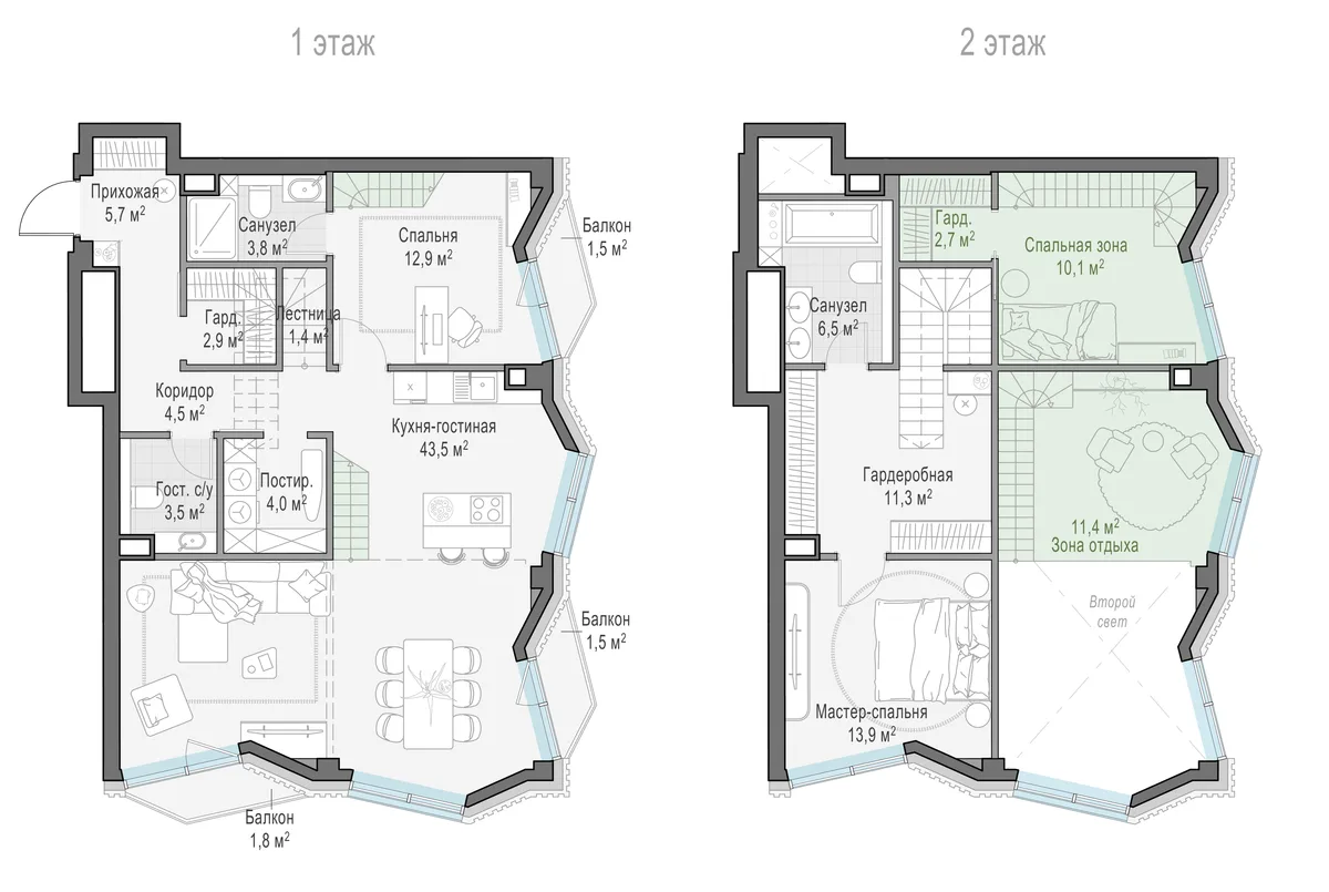 3-комнатная квартира 81,1 м² в ЖК «Тишинский бульвар» — планировки 4