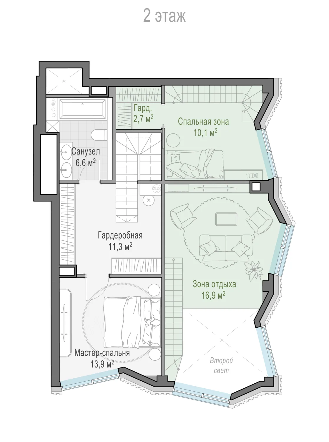 3-комнатная квартира 81,1 м² в ЖК «Тишинский бульвар» — планировки 5