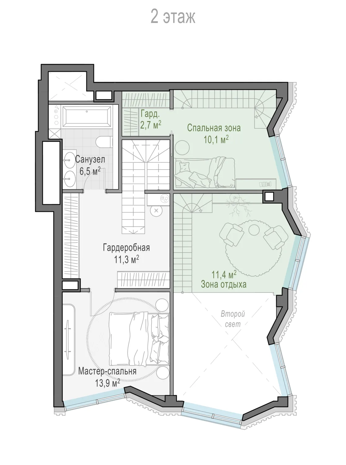 3-комнатная квартира 81,1 м² в ЖК «Тишинский бульвар» — планировки 7