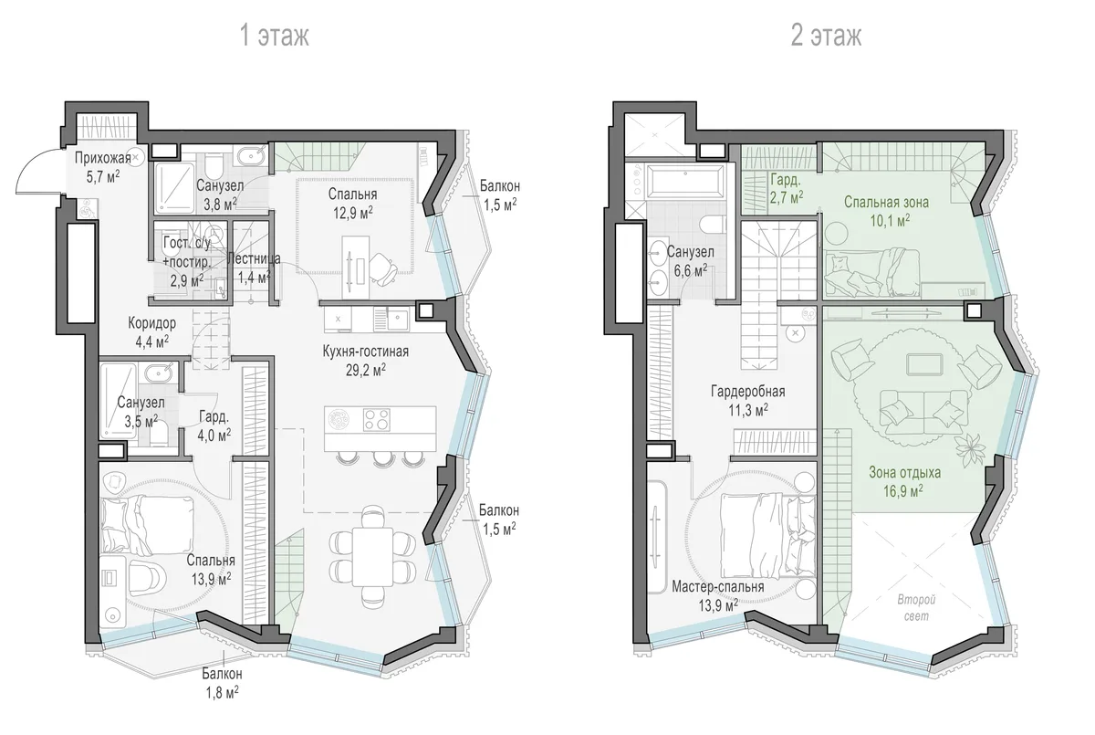 3-комнатная квартира 81,1 м² в ЖК «Тишинский бульвар» — планировки 8