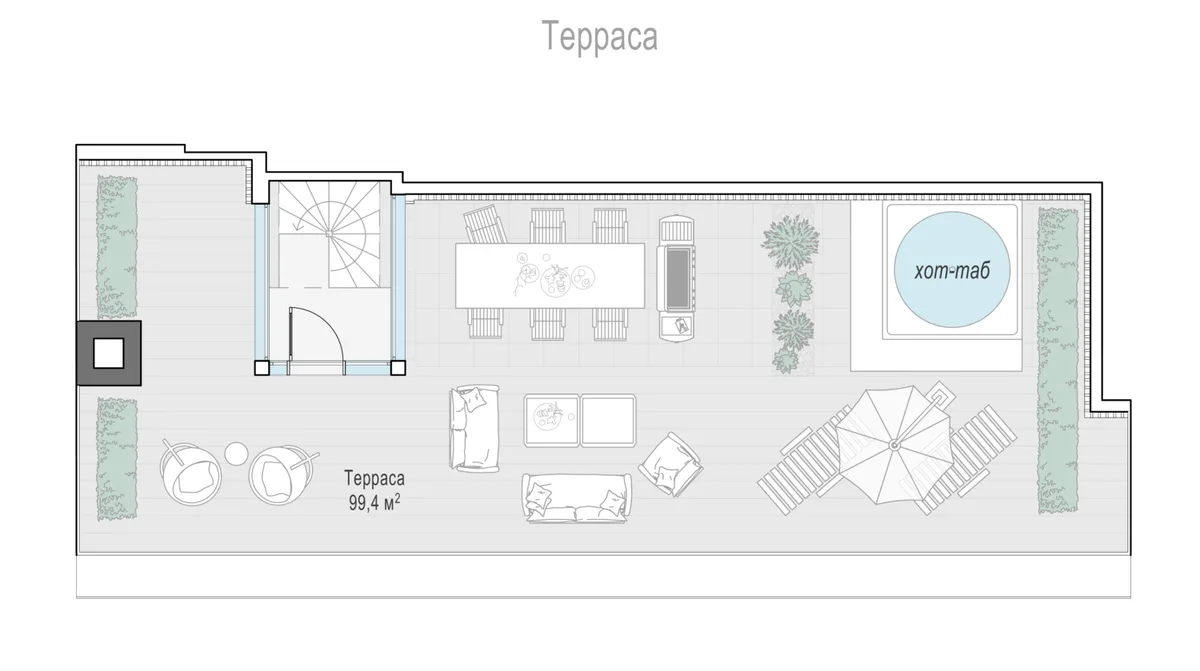 4-комнатный пентхаус 128,8 м² в ЖК «Тишинский бульвар» — планировки 6