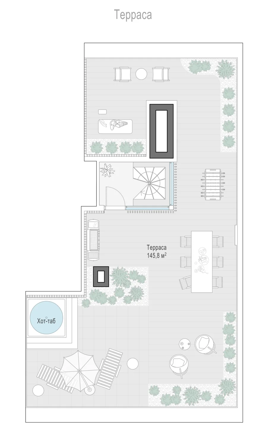 4-комнатный пентхаус 178,1 м² в ЖК «Тишинский бульвар» — планировки 2