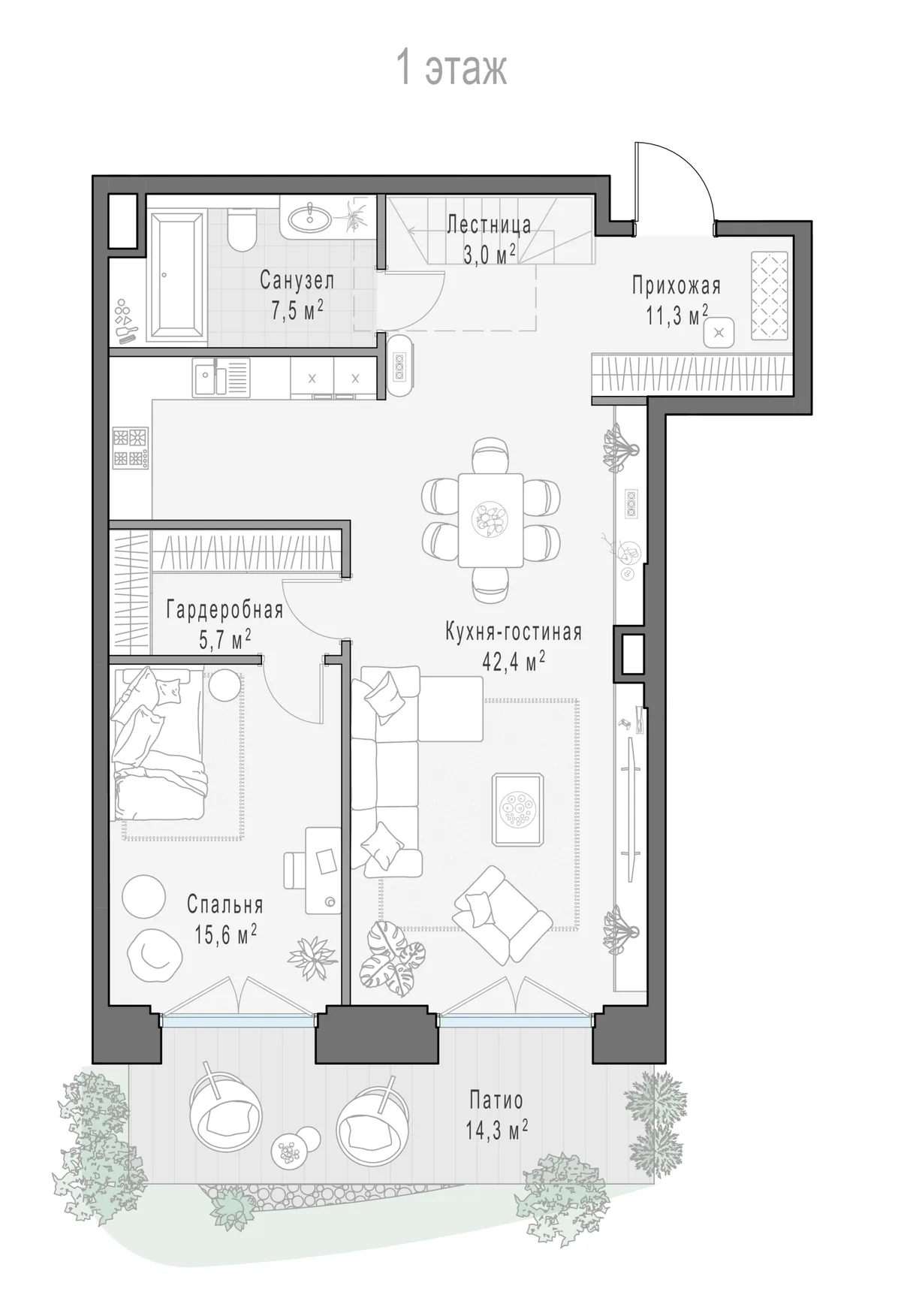 2-комнатный ситихаус 181,8 м² в ЖК «Фрунзенский» — планировки 8