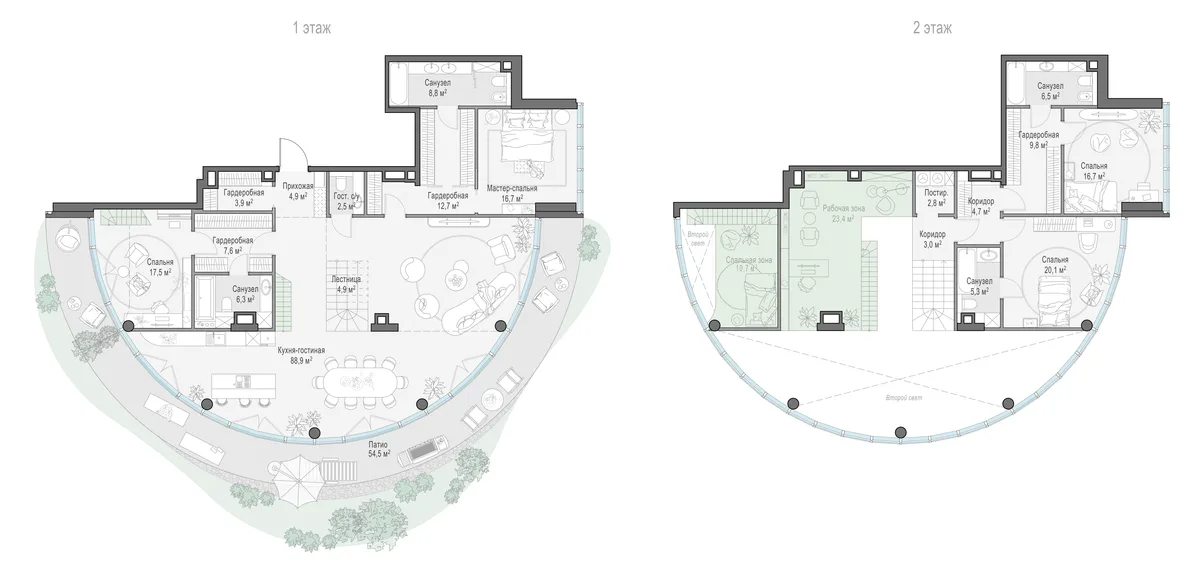 3-комнатный ситихаус 172,2 м² в ЖК «Фрунзенский» — планировки 1