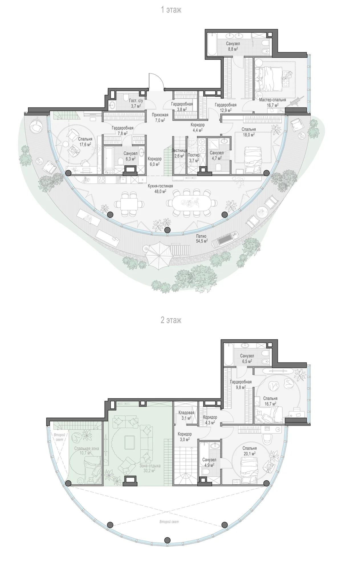 3-комнатный ситихаус 172,2 м² в ЖК «Фрунзенский» — планировки 3