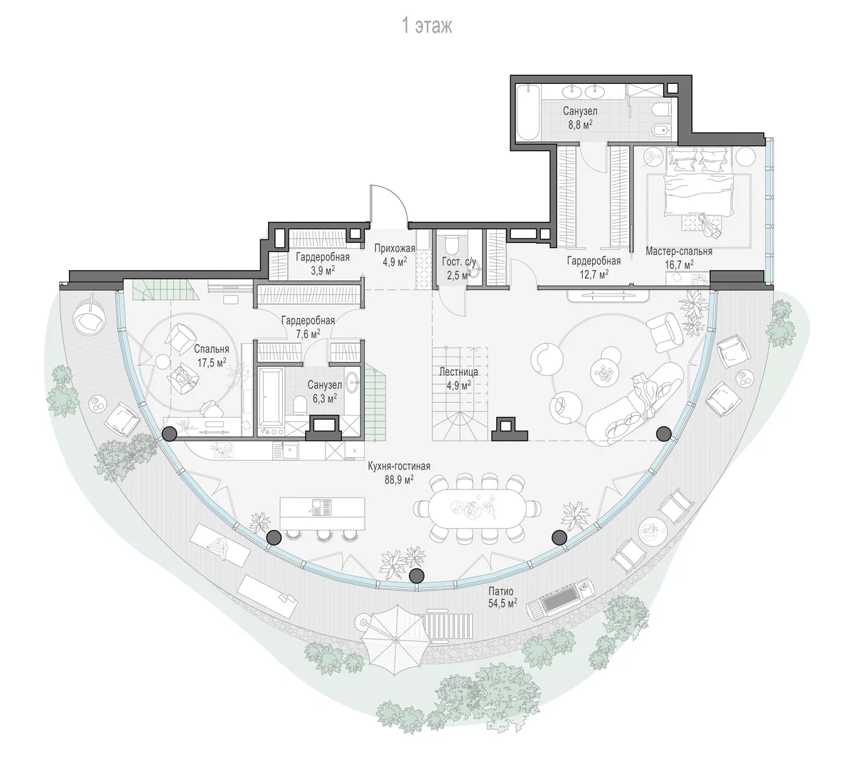 3-комнатный ситихаус 172,2 м² в ЖК «Фрунзенский» — планировки 4