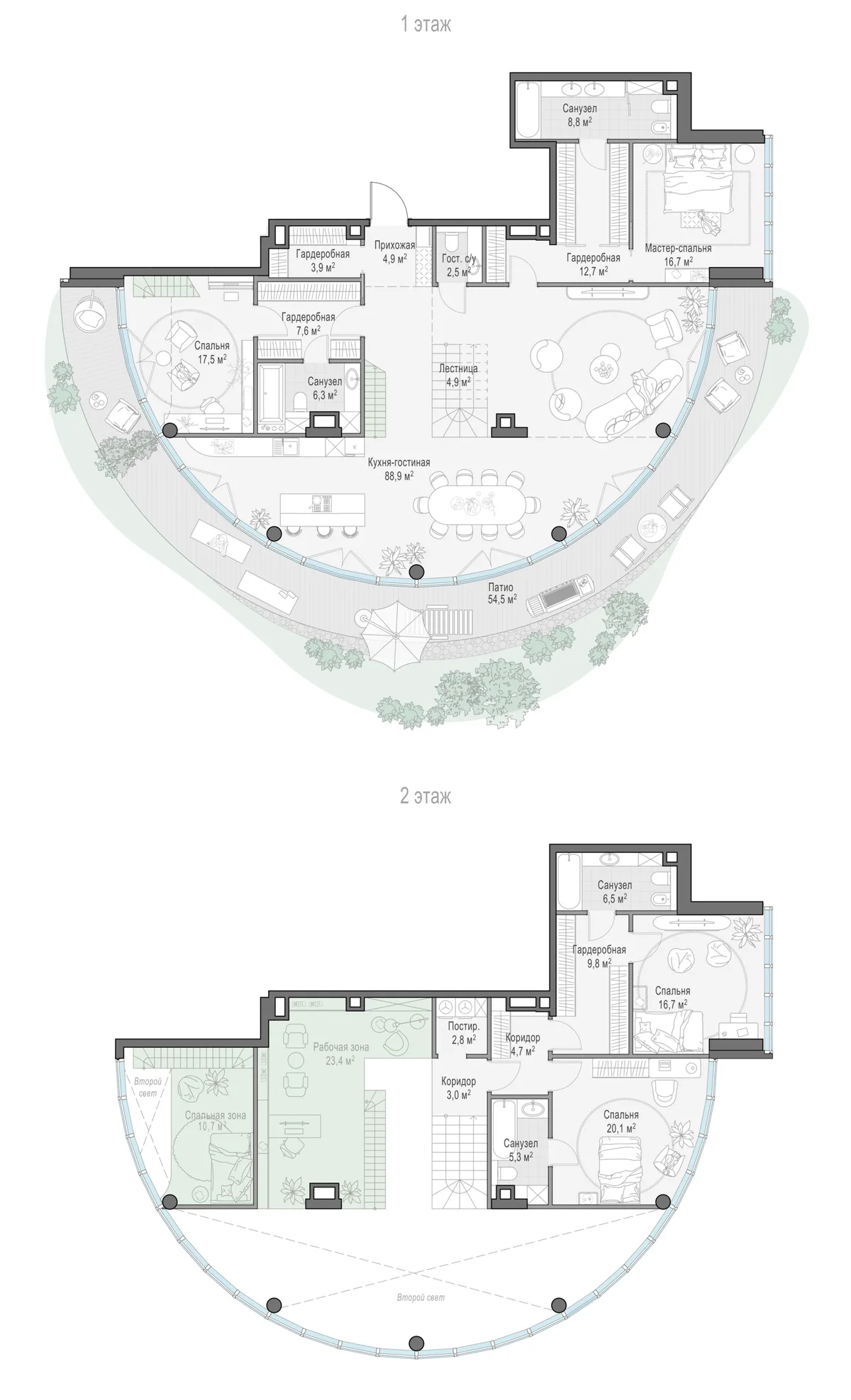 3-комнатный ситихаус 172,2 м² в ЖК «Фрунзенский» — планировки 7