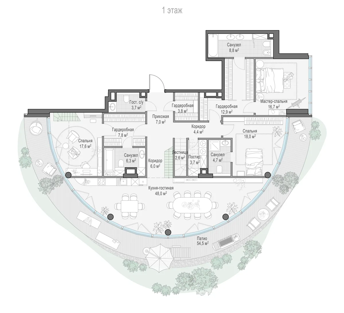 3-комнатный ситихаус 172,2 м² в ЖК «Фрунзенский» — планировки 9
