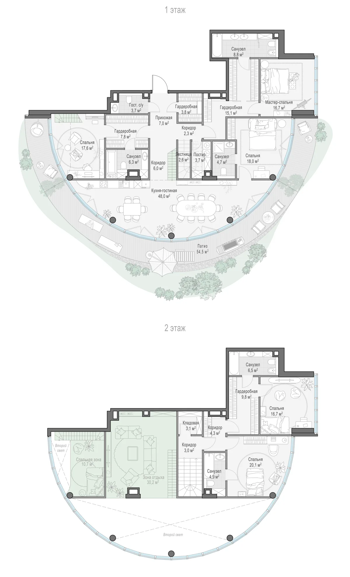 3-комнатный ситихаус 172,2 м² в ЖК «Фрунзенский» — планировки 10