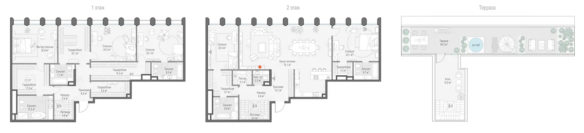 5-комнатный пентхаус 361,2 м² в ЖК «Фрунзенский» — планировки 1