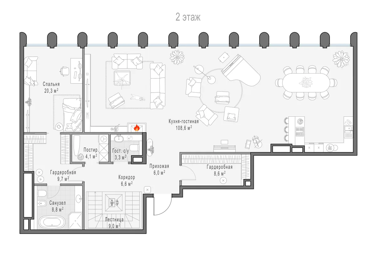 5-комнатный пентхаус 361,2 м² в ЖК «Фрунзенский» — планировки 4