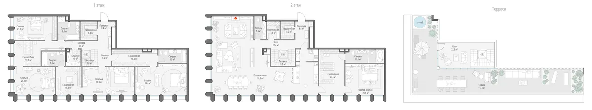 6-комнатный пентхаус 441,5 м² в ЖК «Фрунзенский» — планировки 8